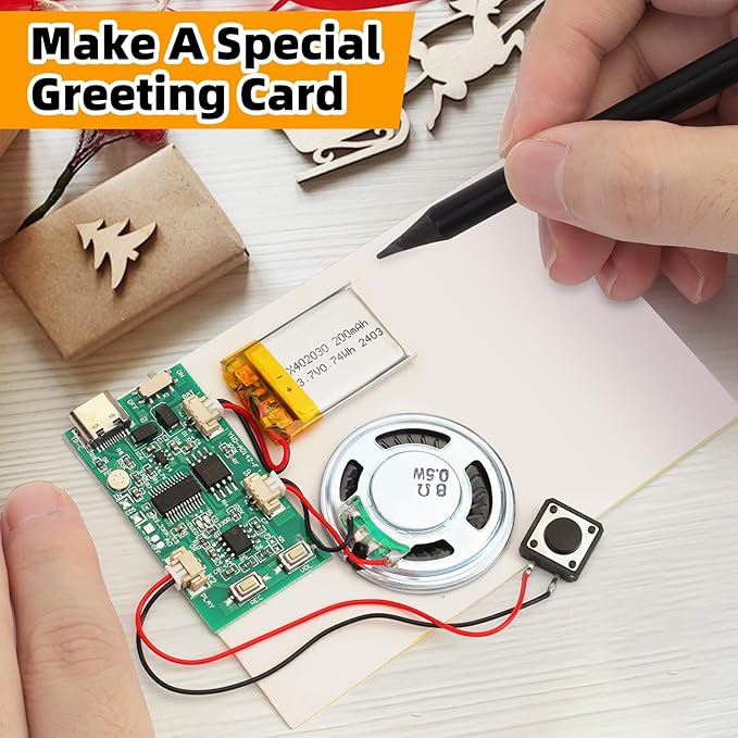 Programmable Sound Recorder Module - DIY Music Voice Recording Module Chip with Speaker, Can Recording 16 Minutes Sound Music for Personalized Greetings, Holiday Crafts Cards