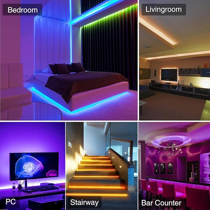 3mm COB Strip Light, DC 24V Blue 16.4ft Flexible Cuttable Ultra-Thin LED Tape CRI>90 Uniform Dotless 400LEDs/M LED Light for for Christmas Bedroom Home Kitchen Cabinet Decor (NO Power Supply)