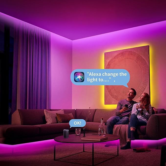 KSIPZE Smart WiFi LED Strip Lights, RGB+IC LED Lights for Bedroom Work with Alexa,APP Control, Music Sync, DIY Multiple Colors, Flexible Color Changing LED Strip Lighting for Home Room Decor, 16.4ft