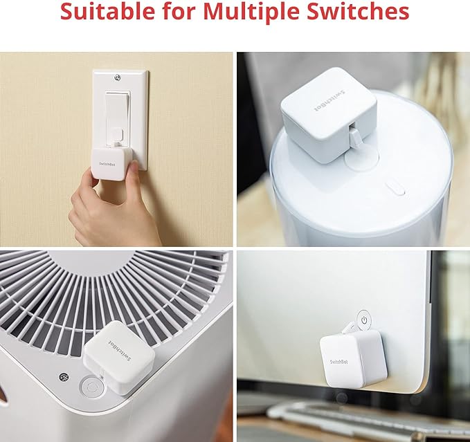 Switchbot Bluetooth Fingerbot Button Pusher for Rocker Switches – Turn Lights/Coffee On by App or Timer, No Tools, Optional Hub for Voice & Away Control, White