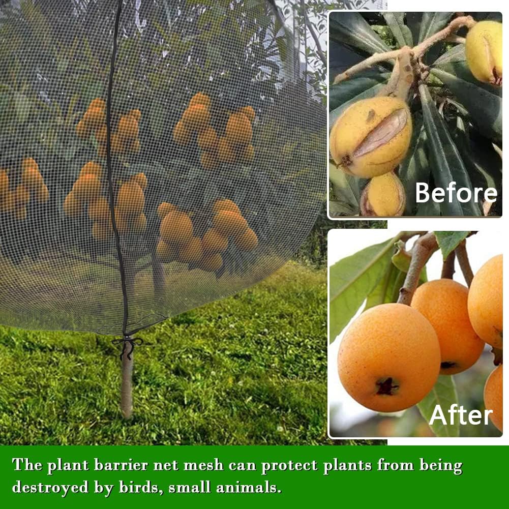 Fruit Tree Netting Covers with Zipper to Protect from Squirrels and Birds Large Netting for Fruit Trees Net Protection, Black, 8' x 8', 2 Pack