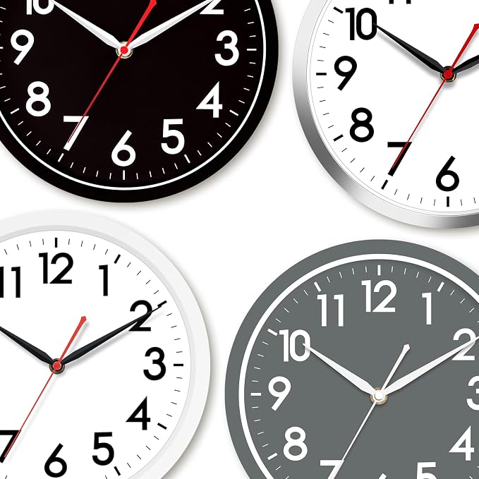 AKCISOT Wall Clock Modern Black Silent Non Ticking Wall Clocks Battery Operated 12 Inch, Small Analog Classic Clock Decorative for Bedroom, Kitchen, Home Office, Bathroom, School, Living Room
