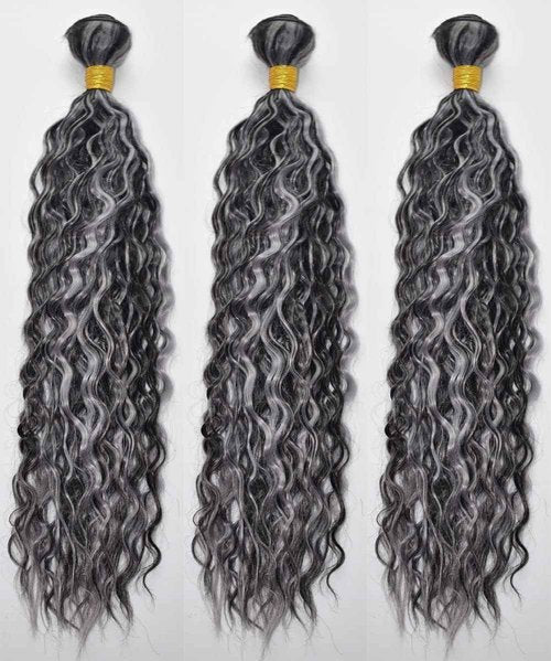 Giginger P1B/GREY Bundles Human Hair 22 24 26 inch Deep Wave Human Hair Bundles Highlight Grey Brazilian Unprocessed Virgin Quick Weave Hair for Black Women