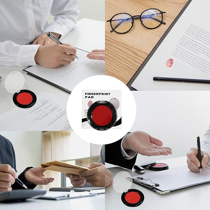 Fingerprint Ink Pad, Quick-Drying & Portable, for Office Notary Supplies, Identification Security ID & Law Enforcement Fingerprint Cards Stamp Pad (Red, 1 Pack