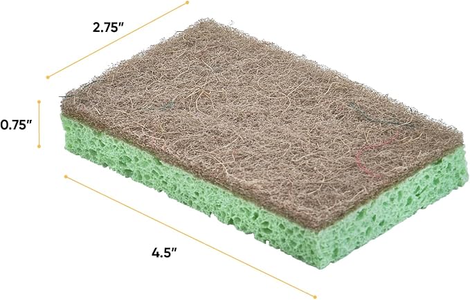 Superio Non-Scratch Cellulose Sponge Scrub (12-Pack) Heavy Duty Kitchen Sponges Scrubbers with Scouring Pad (Green)