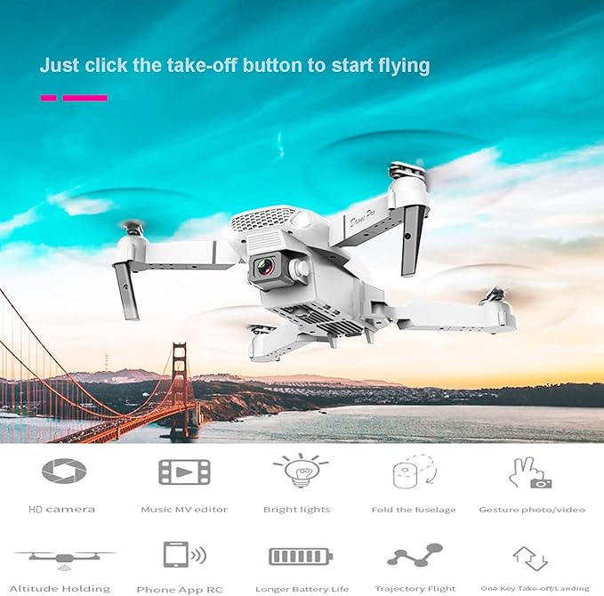 Mini Drone with Camera for Adults - Christmas Toy Gift for Beginner Age 15 Years Old - RC Quadcopter Multirotors | Foldable UAV | WiFi HD FPV Live Video | One Key Take Off/Land | Altitude Hold | Headless Mode | 360° Flip | Carrying Case (2024 Version)