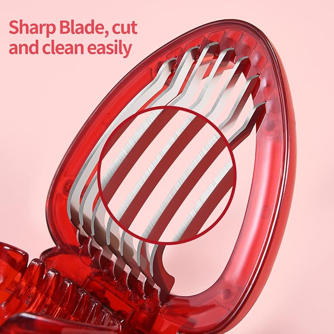 2PCS Strawberry Slicer, Fruit Cutter, DIY Kids Fruit Egg Slicer Kitchen Gadgets, Veggie Strawberry Slicer Tool with Stainless Steel Blade for Dessert and Cake Decorations