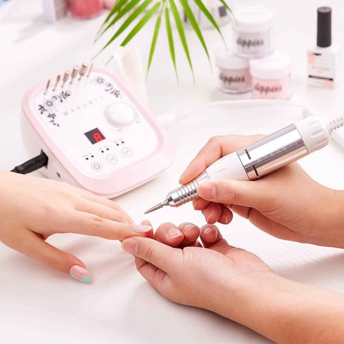 Makartt Nail Drill Professional 35000RPM Electric Nail File Machine, Genesie Nail Efile Bundle with Nail Drill Bits Sanding Bands for Nail Drill #80#150#240 Grits 300Pcs Nail File Sanding Bands