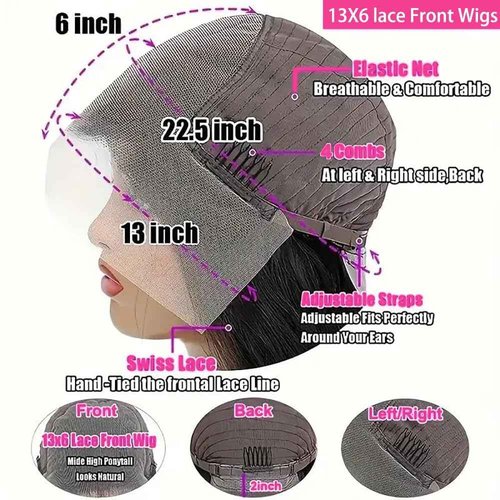 MMFZPHEIR 24Inch Water Wave Lace Front Wigs Human Hair 200 Density 13x6 HD Lace Front Wigs Pre Plucked Glueless Curly Human Hair Wigs For Women Water Wave Frontal Wigs