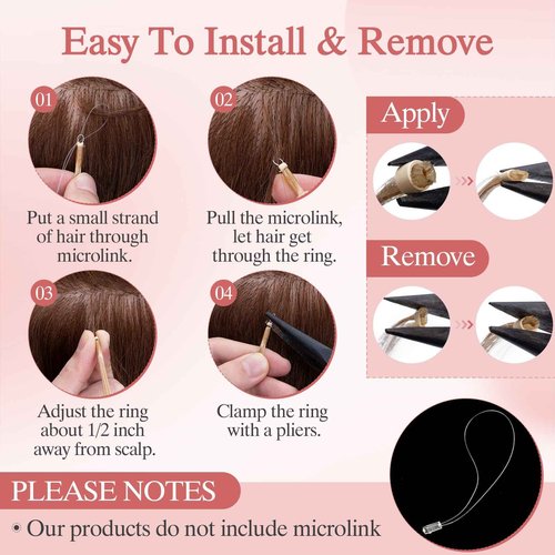 SEGO Pro 50pcs Nano Beads Hair Extensions Straight Nano Beads For Hair Pre-Bonded Seamless Nano Tip Real Human Hair，22Inch Dark Brown,50g