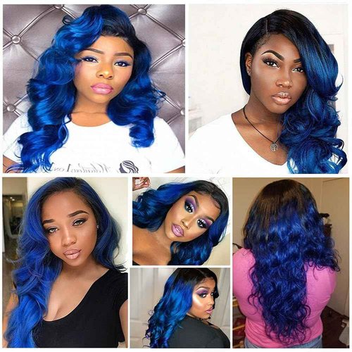 Habiliana Bundles Human Hair 24 26 28 Inch Body Wave T1B Blue Human Hair Bundles 11A Unprocessed Brazilian Virgin Quick Weave Hair Extensions for Black Women