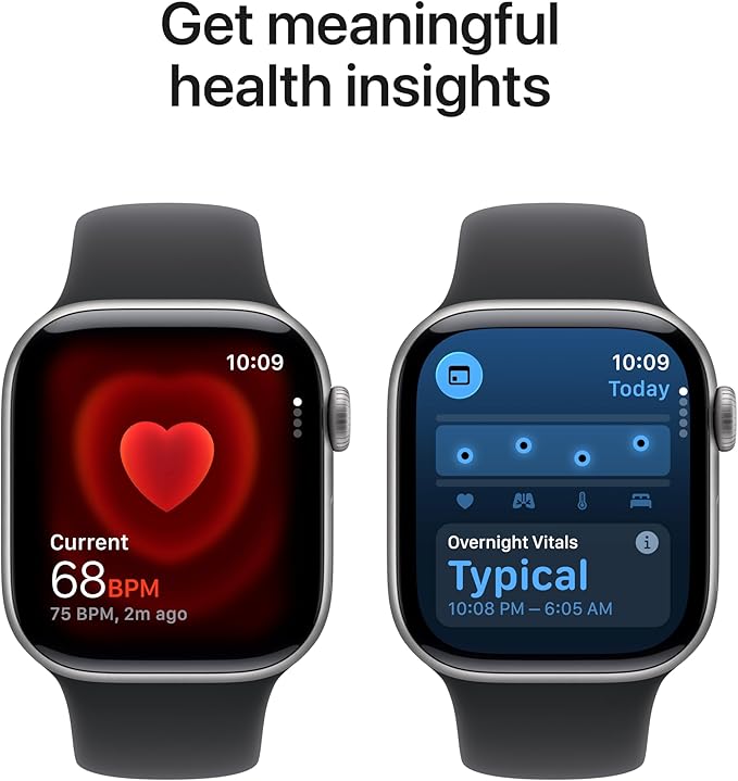 Apple Watch Series 11 [GPS 42mm] Smartwatch with Space Gray Aluminum Case with Black Sport Band - S/M. Sleep Score, Fitness Tracker, Health Monitoring, Always-On Display, Water Resistant