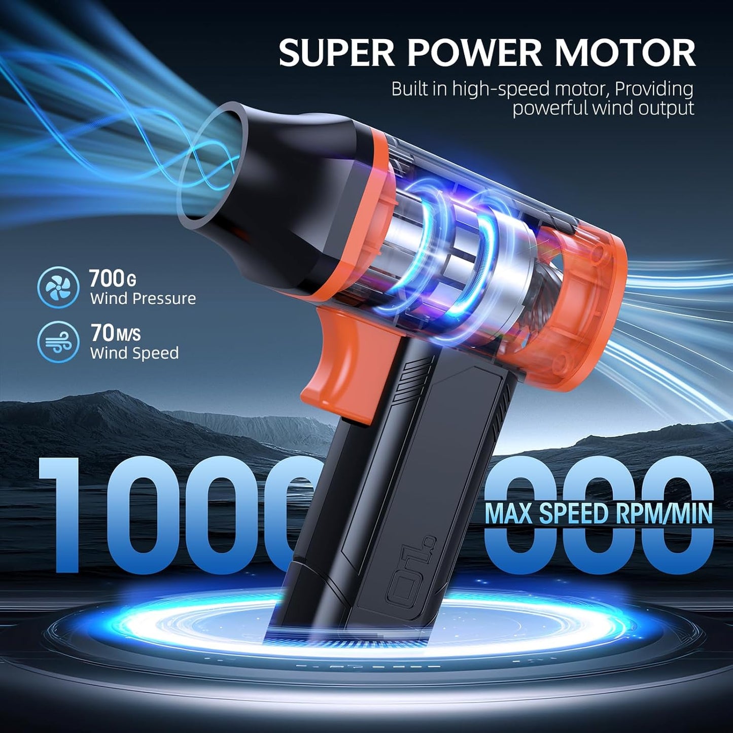 Leaf Blower Cordless with Brushless Motor, 1000000RPM Handheld Electric Leaf Blower with 2 X 4.0Ah Batteries & Charger, Lightweight Leaf Blowers for Patio Cleaning, Lawn Care, Blowing Fallen Leaves