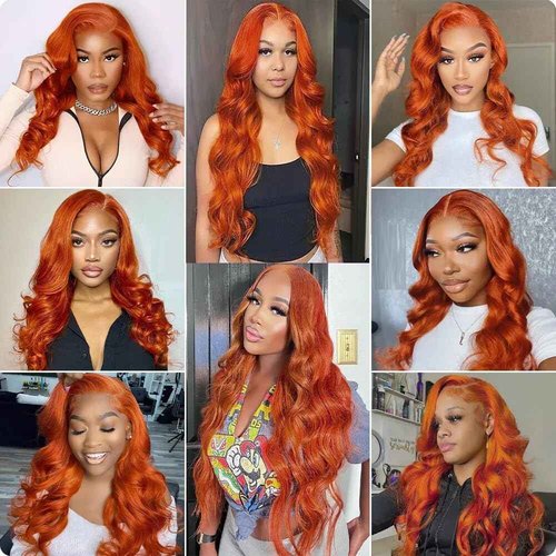 Condescension Human Hair Bundles 22 24 26 inch Orange Burnt Orange 350 Body Wave Bundles Human Hair Unprocessed Brazilian Virgin Hair for Black Women