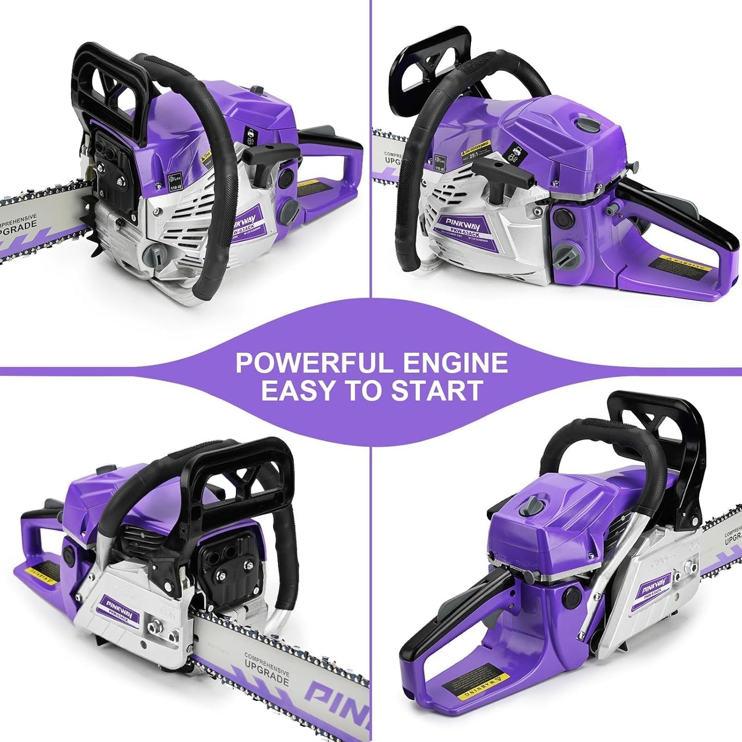 63cc Gas Chainsaws 20 Inch Bar Power Chain Saws, Gas Powered Chainsaw 2 Stroke Handed Petrol Gasoline Chain Saw for Cutting Wood Outdoor Garden Farm Home Use with Tool Kit(63ACK)