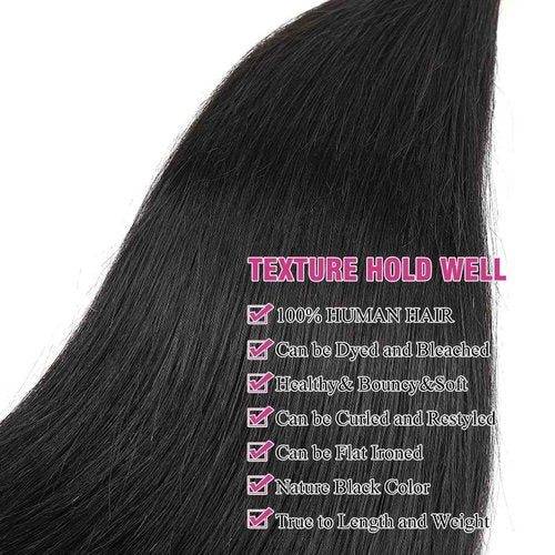 Human Hair Bundles Brazilian Straight Human Hair Bundles 18 20 22inch 100% Unprocessed Virgin Straight Weave Raw 3 Bundles Deals Natural Black for woman