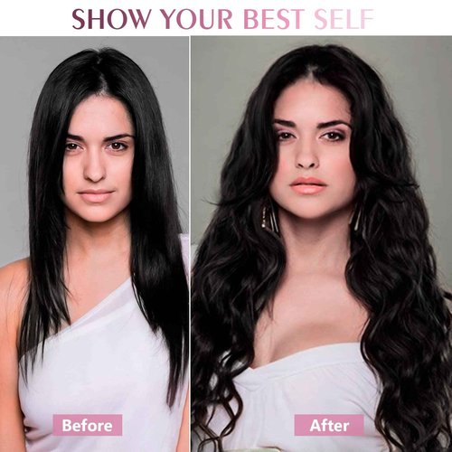 Fimislosion Real Hair Extensions Clip in Human Hair, Seamless Clip in Hair Extensions Real Human Hair, 22 Inch Clip ins extensions for women, Natural Black 120G 7Pcs