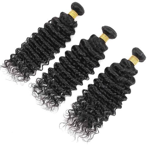 Condescension Brazilian Human Hair Bundles 26 28 30 Inch Deep Wave 3 Bundles Human Hair 100% Unprocessed Remy Brazilian Virgin Weave Hair Natural Black for Women
