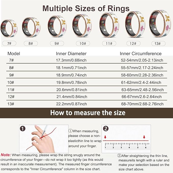 Smart Ring for Women,Fitness Tracker with Heart Rate,Blood Oxygen,Menstrual Cycle,Sleep Monitoring,Step Counting,IP68 Waterproof for iOS and Android,No Subscription Fee (12#)