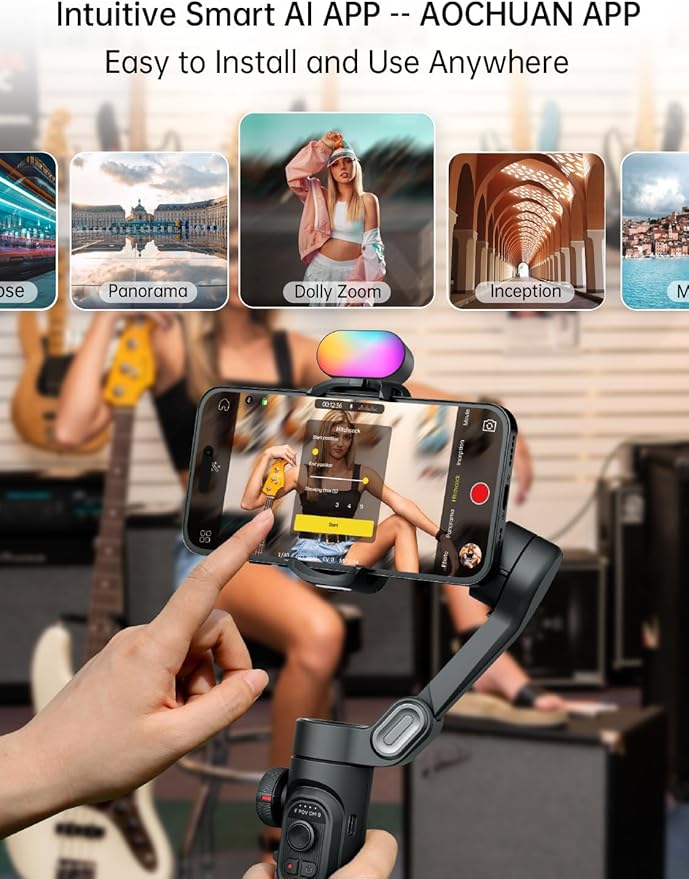 Gimbal Stabilizer Smartphone for iPhone Video w/ 1.7M Complete Camera Tripod