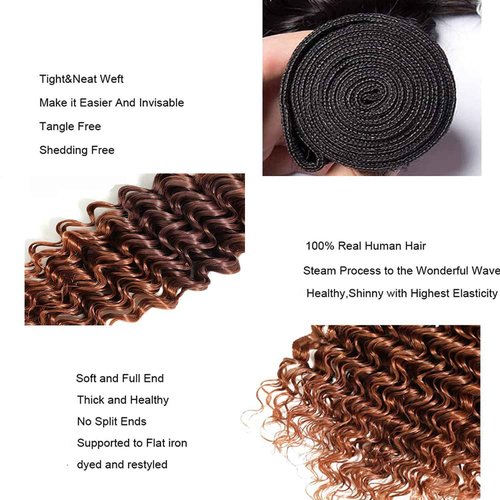 Condescension Brazilian Omber T1B/4/30 Human Hair Bundles 20 22 24 Inch Deep Wave 3 Bundles Human Hair 100% Unprocessed Remy Virgin Weave Hair for Women