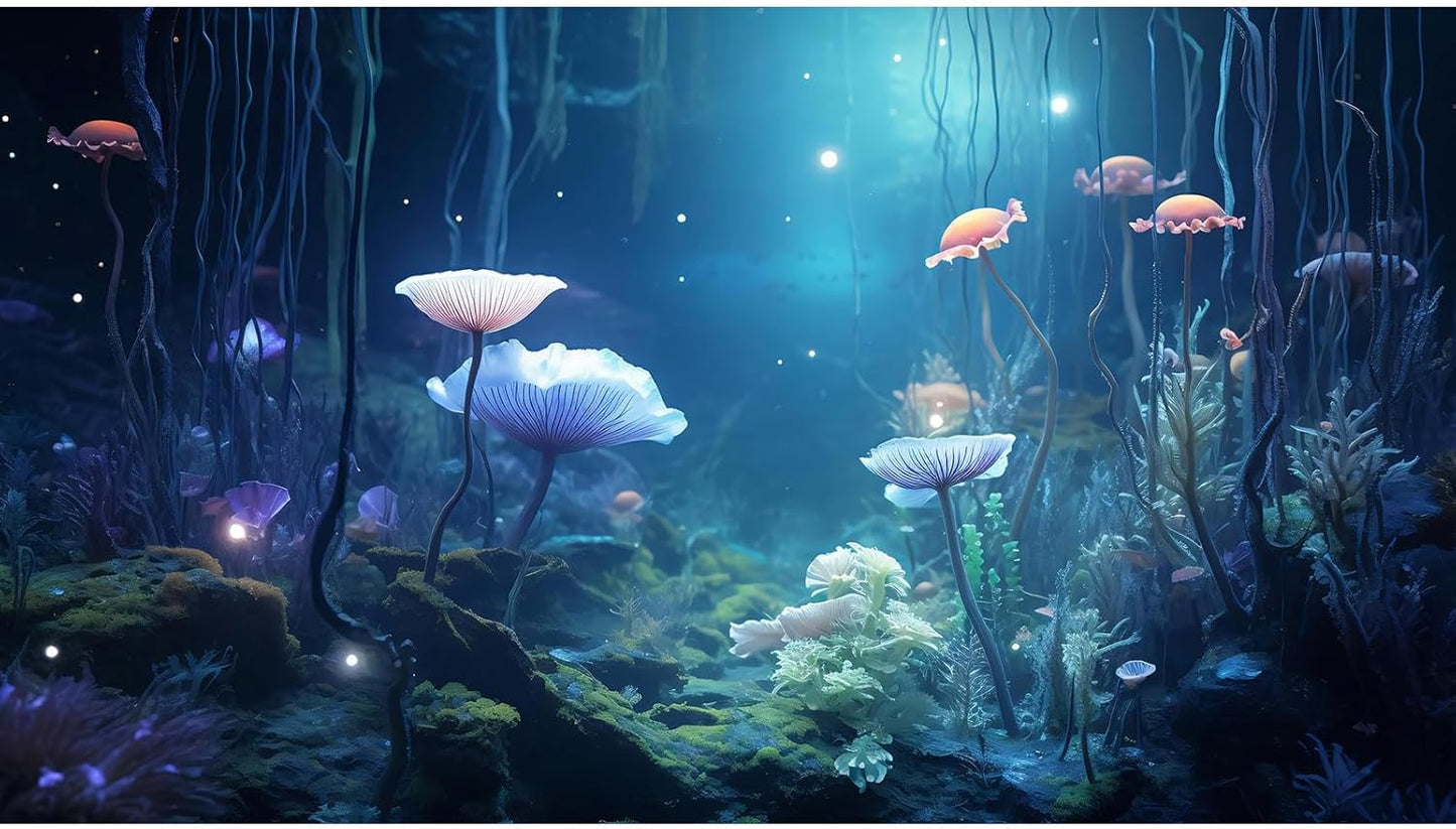 Aquarium Background Surreal Underwater Garden Fish Tank Background Lush Moss Aquatic Plants Tropical Style Landscape Terrarium Tank Backgrounds Under Sea World Aquarium Tank Wallpaper Poster 60x24in