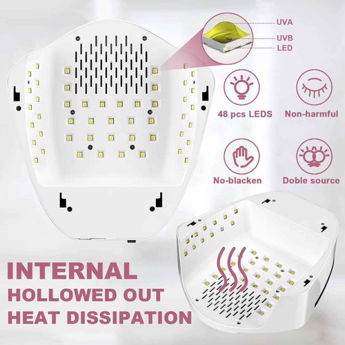 96W Rechargeable UV Light for Nails - Cordless LED Lamp With Portable Handle, Auto Infrared Sensor, 4 Timers - Professional Curing Tool for Gel Polish (White)