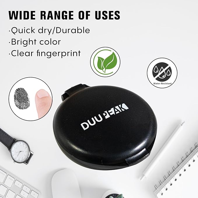 Inkless Fingerprint Ink Pad 6 Pcs, Quick-Drying & Portable, for Office Notary Supplies, Identification Security ID & Law Enforcement Fingerprint Cards Stamp Pad (Black