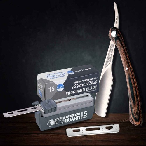 Feather Artist Club ProGuard Razor Blades - (5 Pack of 15) - Single Straight Edge Razor Blades with Guard Refills for Shaving - For Men & Barbers