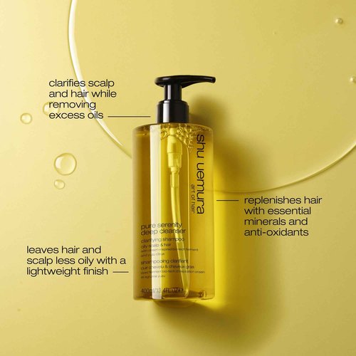 Shu Uemura art of hair Pure Serenity Clarifying Shampoo - Removes Dirt and Product Buildup, Balances and Removes Excess Oil, 13.4 Fl Oz