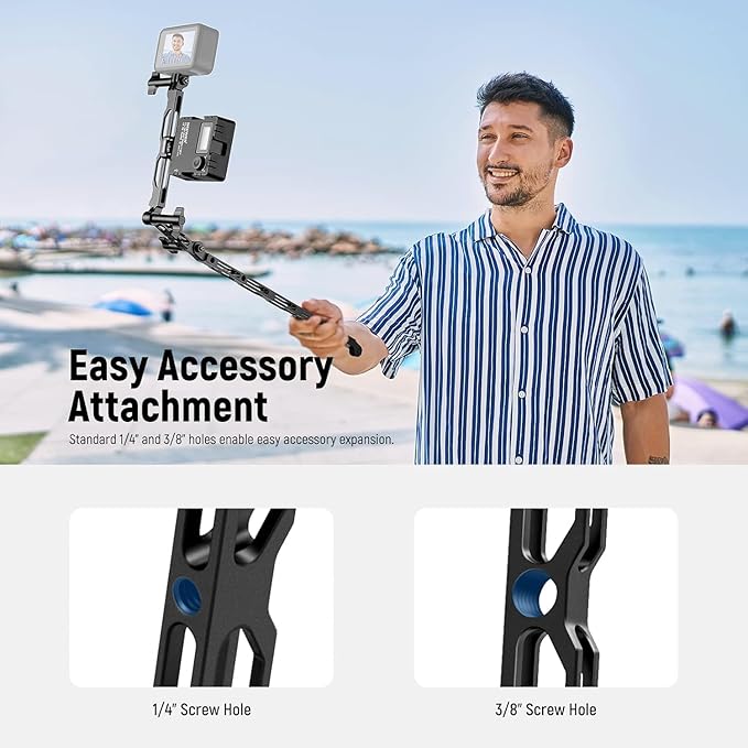 NEEWER Aluminum Alloy Extension Arm Set (11.8"/6.5"/3.3") for Action Camera with 3 Thumbscrews and 1/4" Screw Adapter Compatible with GoPro Hero 13 12 11 10 9 8 DJI Osmo Action 5 Pro Insta360, GP-11