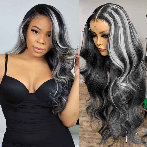 Habiliana Bundles Human Hair 22 24 26 Inch Body Wave P1B/GREY Human Hair Bundles 11A Unprocessed Brazilian Virgin Quick Weave Hair Extensions for Black Women