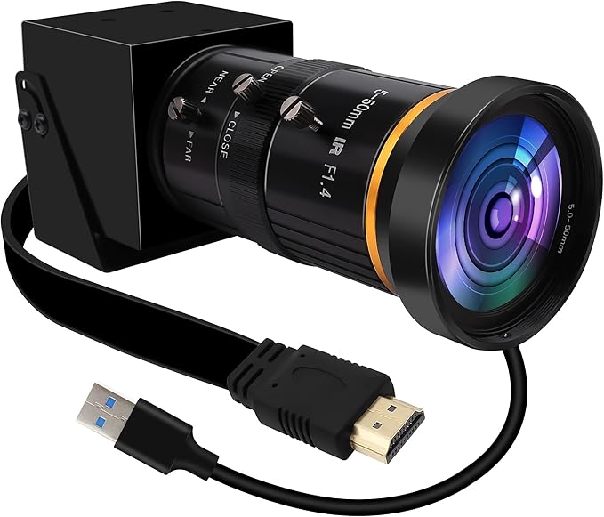 HDMI USB Camera 4K 30fps Webcam 10X Manual Zoom USB Webcam with 5-50mm CS Lens H.264 Video Conference Camera for Computer Laptop Raspberry Pi Jetson Nano