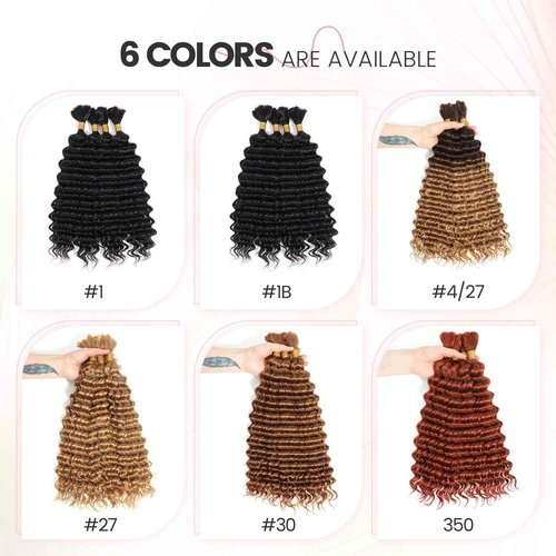 Urbeauty Human Braiding Hair, Deep Wave Bulk Human Hair for Braiding, Curly Human Hair for Boho Braids, Knotless/Goddess/Micro/Bohemian/Gypsy/No Weft/Curly/100% Unprocessed Virgin Human Hair 20 Inch