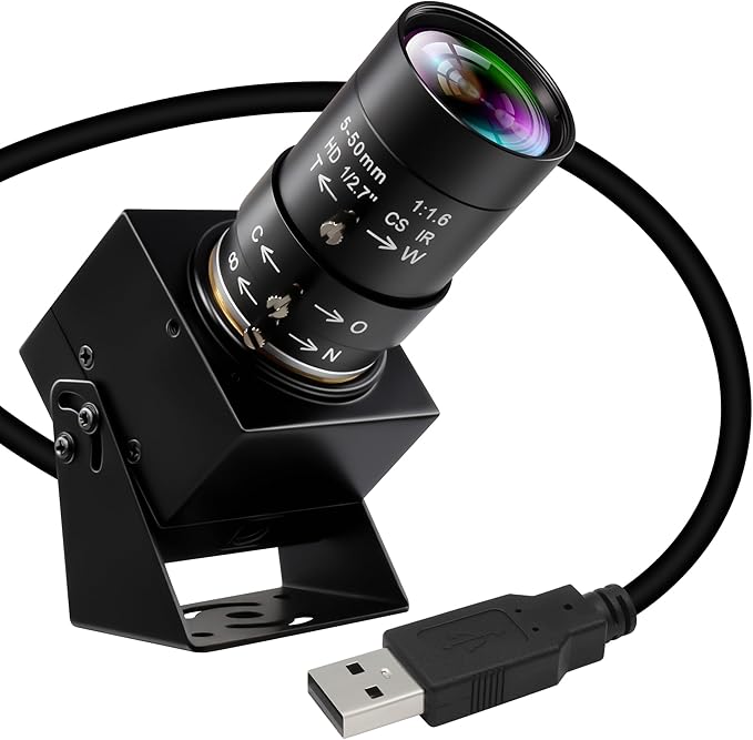 4K Ultra HD USB Webcam, 5-50mm 10X Optical Manual Zoom Lens, 2160P High Definition Camera for Live Streaming, Video Conference, Lightburn, Plug & Play for Windows Mac OS Linux