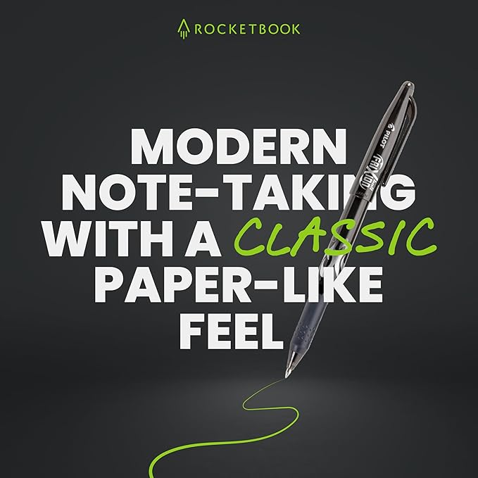 Rocketbook Core Reusable Smart Notebook, Lined Pages For School, Work and Creative Projects, Executive Size 6x8.8, Black - Premium