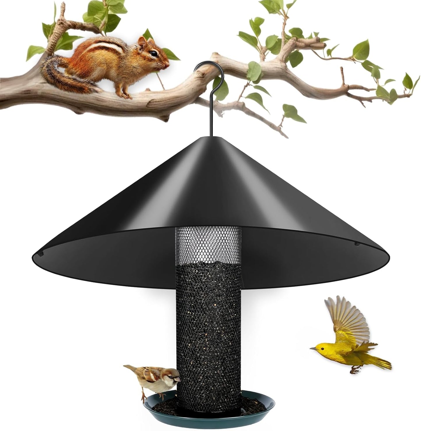 Gtongoko 19 Inch PP Squirrel Baffle for Protect Outside Hanging Mounted Bird Feeder or Bird House Squirrel Proof for Shepherd Hooks Black 1 Pack