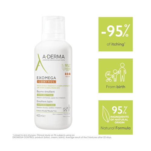 Baume Emollient Exomega Control Peaux Seches A Tendance Atopique 400ml A-derma