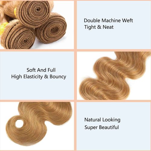 Habiliana Bundles Human Hair 26 28 30 Inch Body Wave Brown 27 Human Hair Bundles 11A Unprocessed Brazilian Virgin Quick Weave Hair Extensions for Black Women