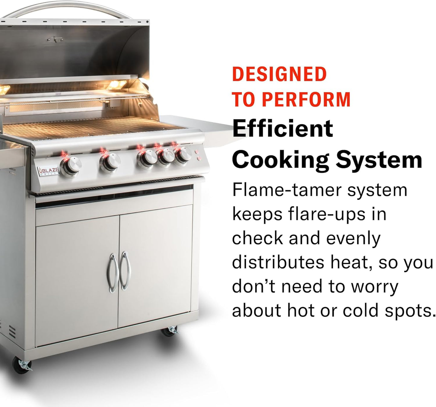 Blaze Premium LTE Built-in Natural Gas Grill | 40-Inch 5-Burner BBQ with Rear Infrared Burner & Grill Lights | 304 Stainless Steel Construction BLZ-5LTE2-NG