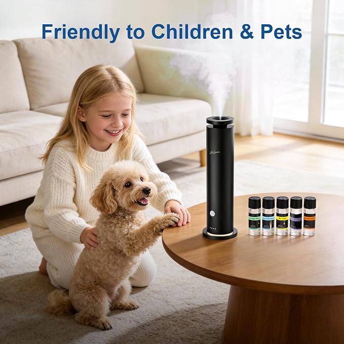 Waterless Diffuser Pro with 5 Scent Oils, Luxury Hotel-Class Essential Oil Diffuser Aromatherapy Machine with 1500 Sq Ft Cover, 6 Mist, 4.06Oz Air Diffusers for Home Large Room Hotel SPA