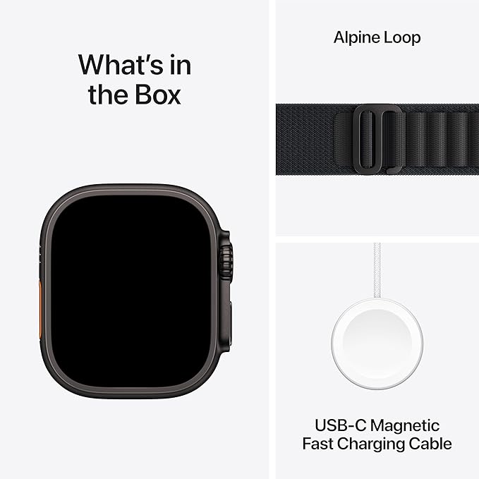 Apple Watch Ultra 3 [GPS + Cellular 49mm] Running & Multisport Smartwatch w/ Rugged Titanium Case w/ Black Alpine Loop - M w/ AppleCare+ (2 years)