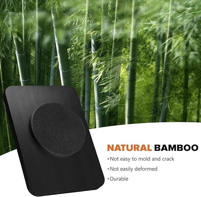 Rotating Napkin Holder for Table, Bamboo Standing Napkin Dispenser with Salt Pepper Shakers Caddy, Black Metal Hand Towel Holder for Bathroom Home Kitchen Farmhouse Decor Not Including Shakers