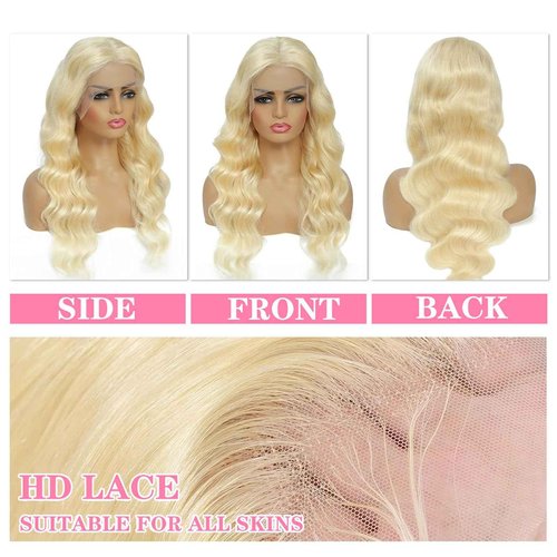 26 Inch Blonde Wig Human Hair 613 13x6 Lace Front Wig Human Hair Pre Plucked 180% Density Body Wave Transparent Lace Frontal Glueless Wigs Human Hair