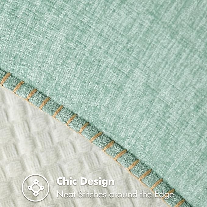 MIULEE Pack of 2 Summer Throw Pillow Covers 20x20 Inch Aqua Green Farmhouse Decorative Pillow Covers with Stitched Edge Soft Chenille Solid Dyed Pillow Covers for Couch Sofa Bed Living Room