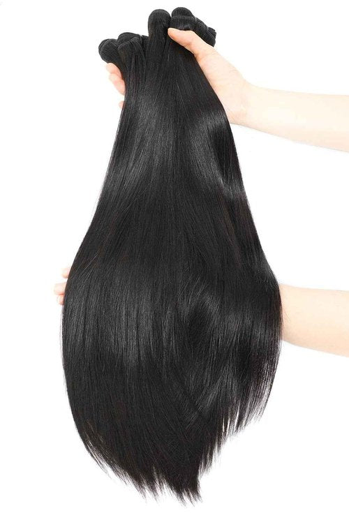 Urbeauty Raw Bundles Human Hair, No Tangle Shedding, Keep Texture Silky Soft after 89 Times Washes, 16A Indian Bundles Triple Lifespan Chemical Free Unprocessed Natural Raw Hair