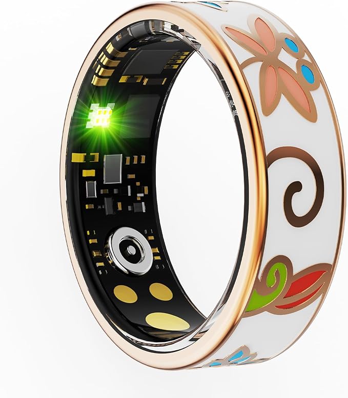 Yihou Smart Ring for Women Health Ring Fitness Ring with Enamel Fitness Tracker with Sleep Monitor Heart Rate Monitoring Distance Pedometer Calorie for Android iOS 12#