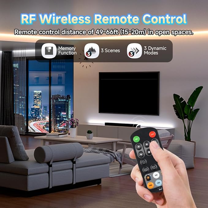 BTF-LIGHTING FCOB COB CCT 12VDC LED Strip Kit UL Listed Flexible High Density 640LED/m 32.8FT RF Remote Controller Tunable CT 2700K-6500K CRI 90+ for Bedroom Kitchen Under Cabinet Indoor