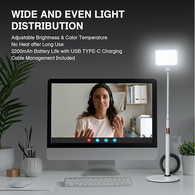 Anautin LED Desk Light With Stand, CRI97+ Selfie for Video Recording, Computer for Streaming, Gaming, Conferencing, Zoom Meeting, Tiktok, YouTube, Ring New Alternative