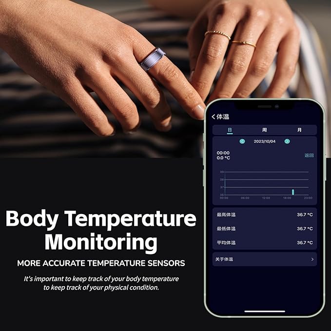 Yoidesu Fitness Smart Ring, 2024 New Upgrade BT 5.1 NFC Sleep Body Monitoring Health Ring with APP, IP68 Waterproof, Smart Pedometer, Phone Camera Remote Control, Size 20